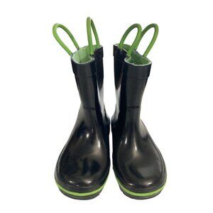 Pluie Pluie  toddler kids Size 7 Black Green Rubber Waterproof Rain Boots  shoes